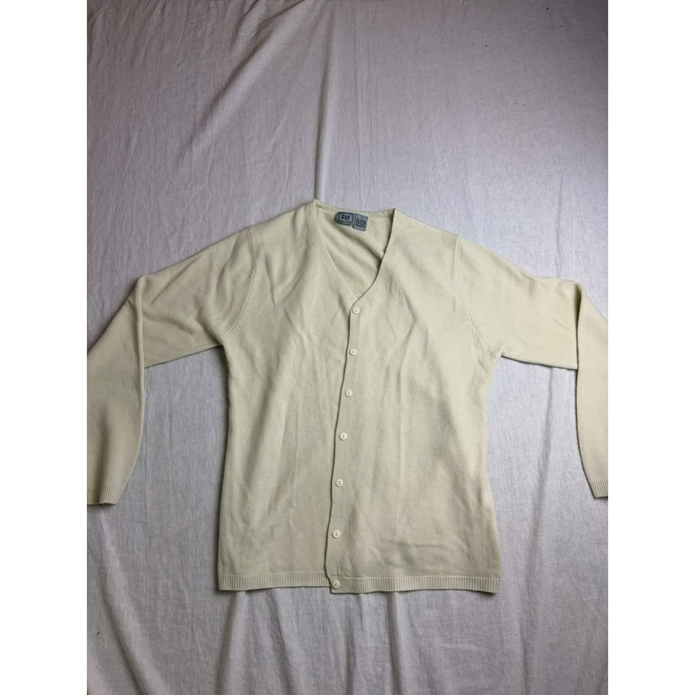 Vintage 90s Y2K Gap Cashmere Cardigan Sweater Mens L Beige Minimalist Preppy